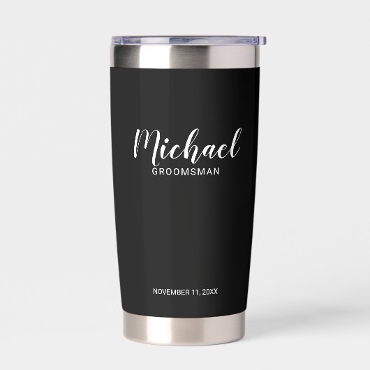 Moderne Script-Personalisierte Trauzeugen Thermobecher (Links)