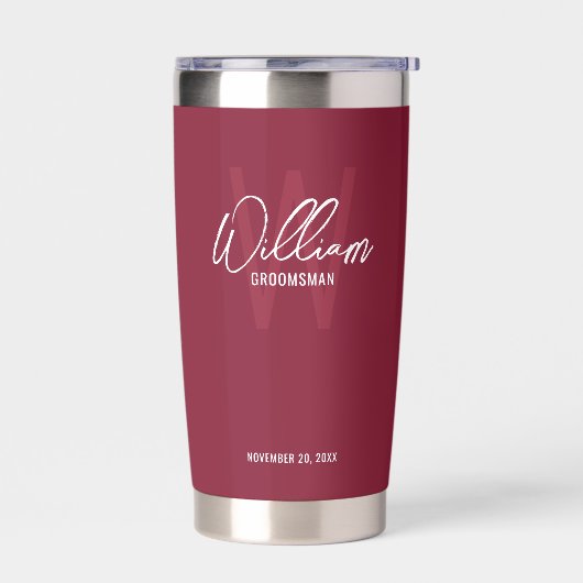 Moderne Script-Personalisierte Trauzeugen Thermobecher (Links)