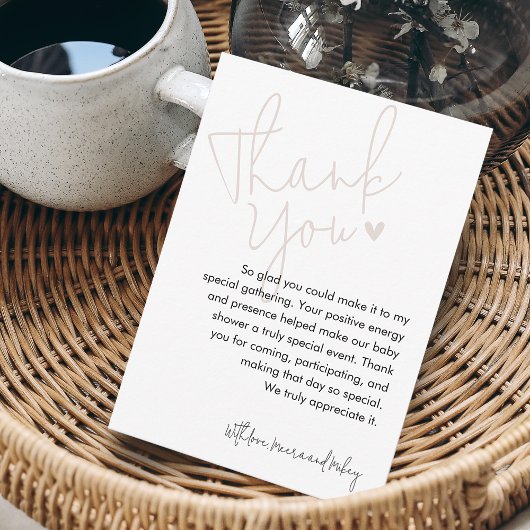 Moderne Script Pink Baby Dusche Dankeskarte