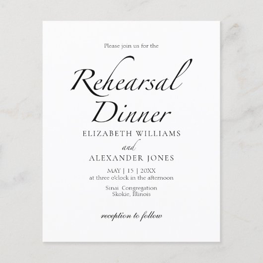 Moderne Script Probe Dinner Budget Einladung (Vorderseite)