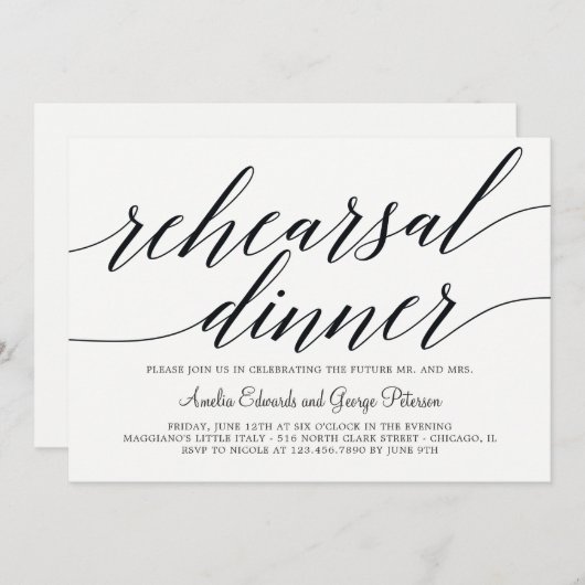 Moderne Script-Probe-Dinner Einladung (Vorne/Hinten)