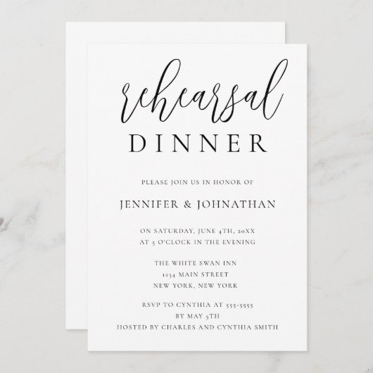 Moderne Script Probe Dinner Einladungen (Vorne/Hinten)
