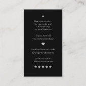 Moderne Script QR Code Black Order Vielen Dank Visitenkarte (Rückseite)