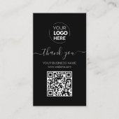 Moderne Script QR Code Black Order Vielen Dank Visitenkarte (Vorderseite)