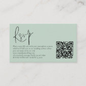 Moderne Script QR Code Foto Sage Wedding RSVP Card Begleitkarte (Vorderseite)