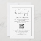 Moderne Script QR Code Line Hochzeit Einladung (Vorderseite)