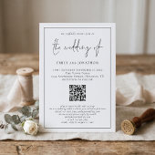 Moderne Script QR Code Line Hochzeit Einladung