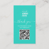 Moderne Script QR Code Minze Order Vielen Dank Visitenkarte (Vorderseite)