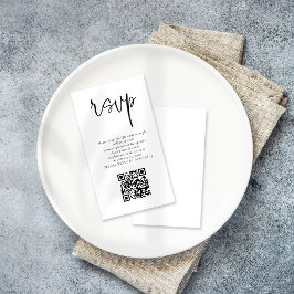 Moderne Script QR Code Wedding RSVP Enclosure Card Begleitkarte