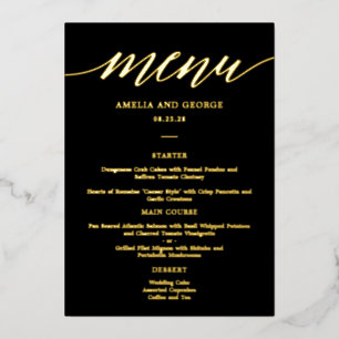 Moderne Script REAL FOIL Elegante Menükarte Folieneinladung