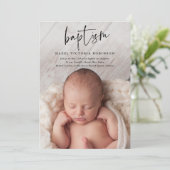 Moderne Script Religiöse Taufe Einladung (Stehend Vorderseite)
