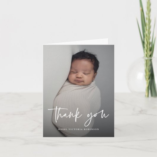 Moderne Script Religious Foto Baptism Dankeskarte (Vorderseite)