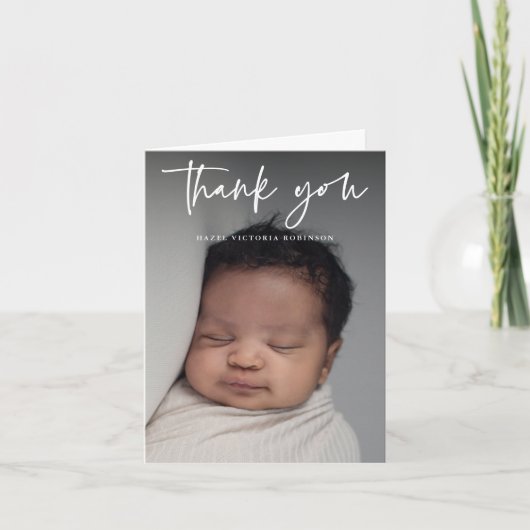 Moderne Script Religious Foto Baptism Dankeskarte (Vorderseite)