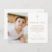 Moderne Script Religious Foto Taufe Vielen Dank Postkarte (Vorne/Hinten)