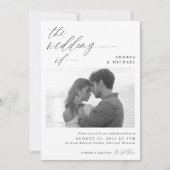 Moderne Script Romantische Foto Hochzeit Einladung (Vorderseite)