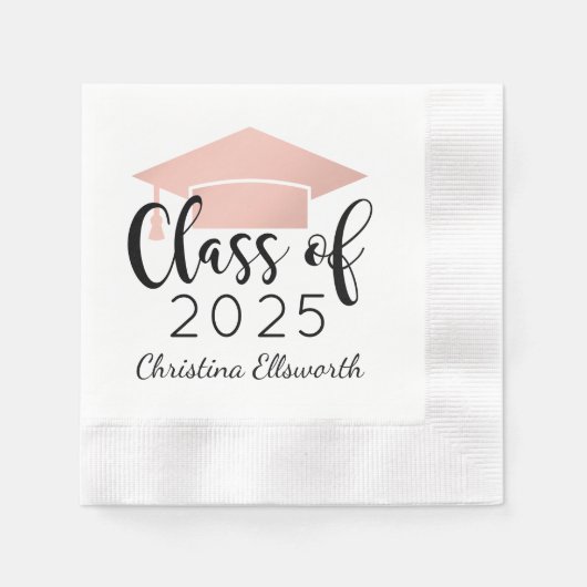 Moderne Script-Rose Gold 2025 Custom Abschluss Serviette (Vorderseite)