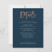 Moderne Script-Rose Gold-Hochzeitdetails Einladung (Vorderseite)