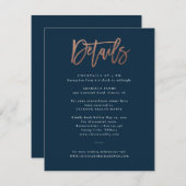 Moderne Script-Rose Gold-Hochzeitdetails Einladung (Vorne/Hinten)