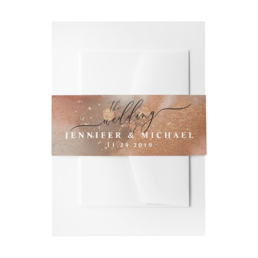 Moderne Script-Rose Gold Watercolor Hochzeit Einladungsbanderole (Vorderseite Beispiel)