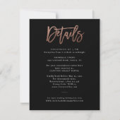 Moderne Script Rose Gold Wedding Details Card Einladung (Vorderseite)