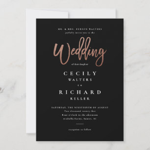 Moderne Script Rose Gold Wedding Einladung