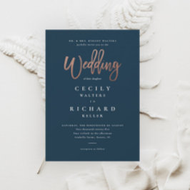 Moderne Script Rose Gold Wedding Einladung