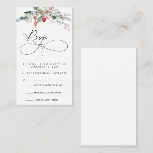 Moderne Script-RSVP-Karte Begleitkarte (Vorne/Hinten)