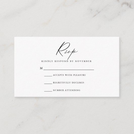 Moderne Script-RSVP-Karte Begleitkarte (Vorderseite)