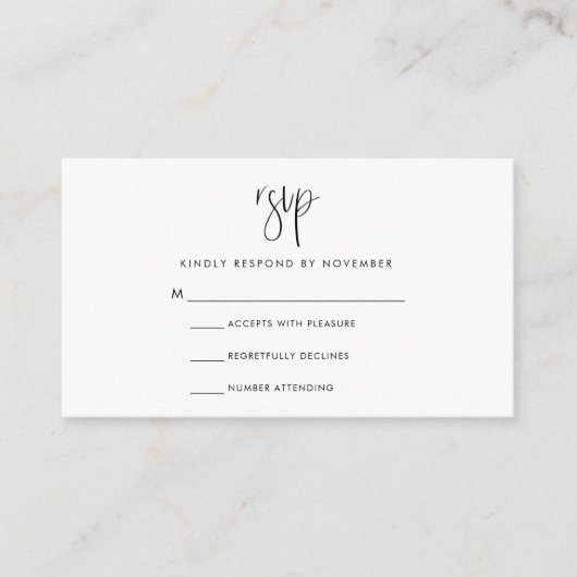 Moderne Script-RSVP-Karte Begleitkarte (Vorderseite)