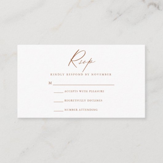 Moderne Script-RSVP-Karte Begleitkarte (Vorderseite)