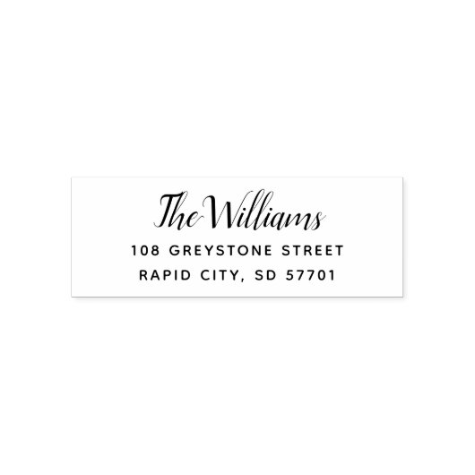 Moderne Script-Rücksendeadresse-Briefmarke Permastempel (Design)