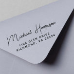 Moderne Script-Rücksendeadresse Permastempel<br><div class="desc">Stilvolle Rücksendeadresse Briefmarke. Ihr Name steht im Mittelpunkt der Bühne in einem modernen,  stilvollen Skript und Ihre Adresse wird in einer sauberen und lesbaren Typografie angezeigt,  die Klarheit und einfache Lesbarkeit gewährleistet.</div>