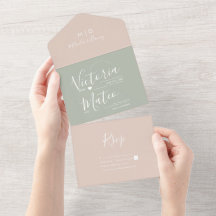 Moderne Script Sage Blush Pink Hochzeit