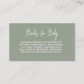 Moderne Script Sage Gree Baby Shower Buchanfrage Begleitkarte (Vorderseite)