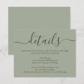 Moderne Script Sage Green Wedding Begleitkarte (Vorne/Hinten)