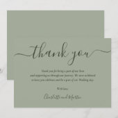 Moderne Script Sage Green Wedding Dankeskarte (Vorne/Hinten)