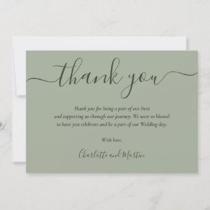 Moderne Script Sage Green Wedding Dankeskarte
