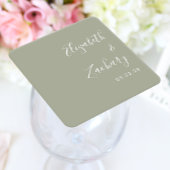 Moderne Script Sage Green Wedding Rechteckiger Pappuntersetzer