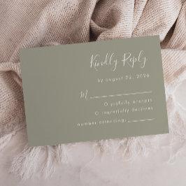 Moderne Script Sage Green Wedding RSVP Karte