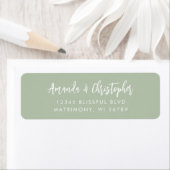 Moderne Script Sage Green Wedding Rücksendeadresse (Insitu)