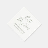 Moderne Script Sage Green Wedding Serviette (Ecke)