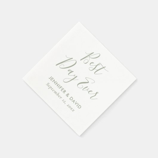 Moderne Script Sage Green Wedding Serviette (Ecke)