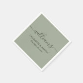 Moderne Script Sage Green Wedding Serviette (Ecke)