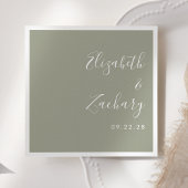 Moderne Script Sage Green Wedding Serviette