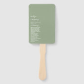 Moderne Script Sage Grüne Minimalistische Hochzeit Fächer (Vorderseite)