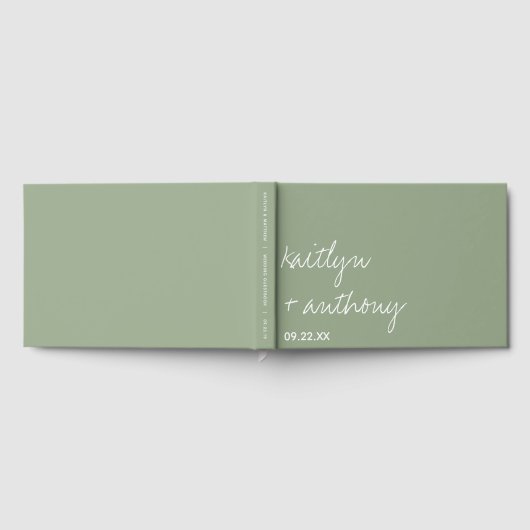 Moderne Script Sage Grüne Minimalistische Hochzeit Gästebuch (Voll)
