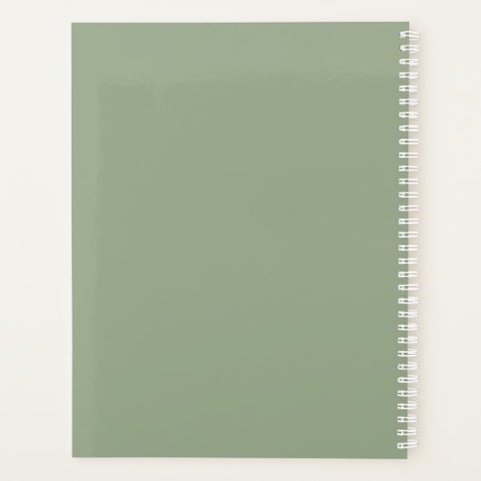 Moderne Script Sage Grüne Minimalistische Hochzeit Planer (Rückseite)