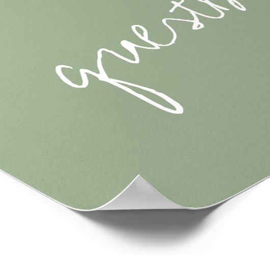 Moderne Script Sage Grüne Minimalistische Hochzeit Poster (Ecke)