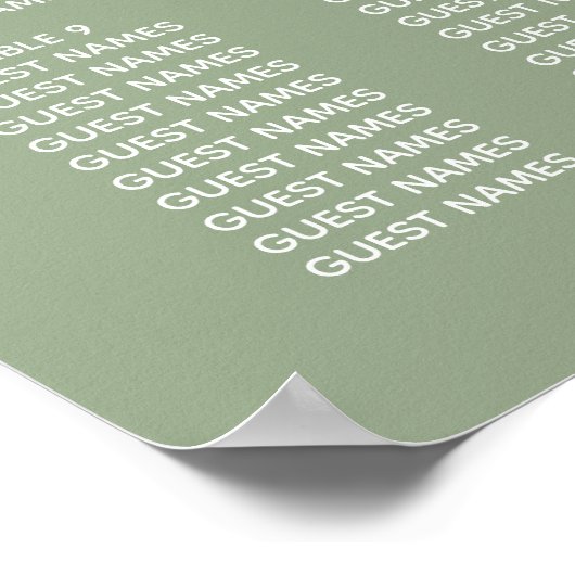 Moderne Script Sage Grüne Minimalistische Hochzeit Poster (Ecke)