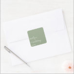 Moderne Script Sage Grüne Minimalistische Hochzeit Quadratischer Aufkleber<br><div class="desc">Feiern Sie stilvoll mit diesen modernen und sehr trendigen Hochzeitsaufklebern. Dieses Design lässt sich leicht mit Ihrer speziellen Veranstaltungssprache personalisieren und Ihre Gäste werden begeistert sein,  wenn sie diese fabelhaften Aufkleber erhalten. Matching-Elemente finden Sie in der Auflistung.</div>